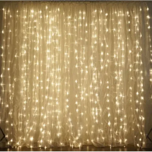 Гірлянда-штора 300 led WW-9 Теплий Білий 3M*3M на мідному дроті+з'єднувач