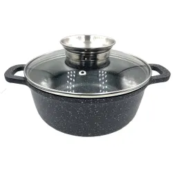 Котел UNIQUE UN-5276 5.5л (26см круглий мармур/чорний)