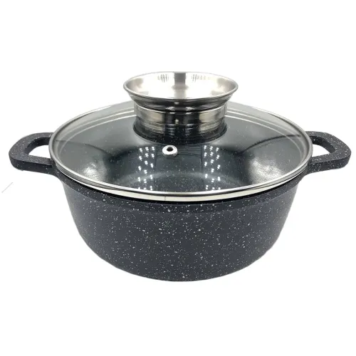 Котел UNIQUE UN-5276 5.5л (26см круглий мармур/чорний)