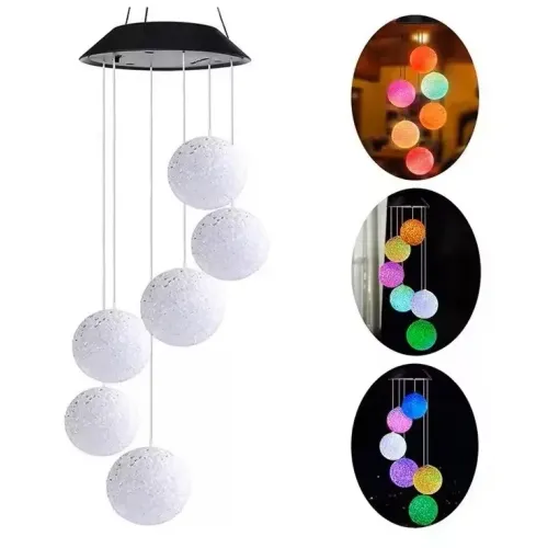 Садова підвісна лампа з 6 LED кулями на сонячній батареї MULTI