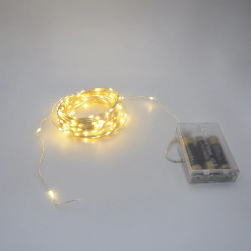 Гирлянда-роса (Copper Wire) 200WW-1 Battery внутренняя, пров.:прозрачный, (Белый-теплый)
