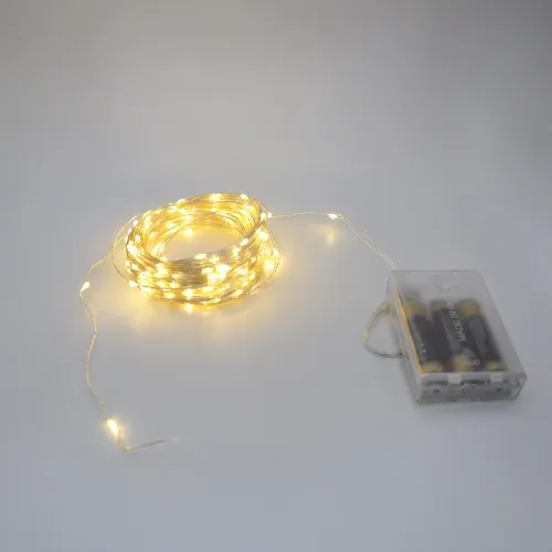 Гірлянда-роса (Copper Wire) 200WW-1 Battery внутрішня, пров.:прозорий, (Білий-теплий)