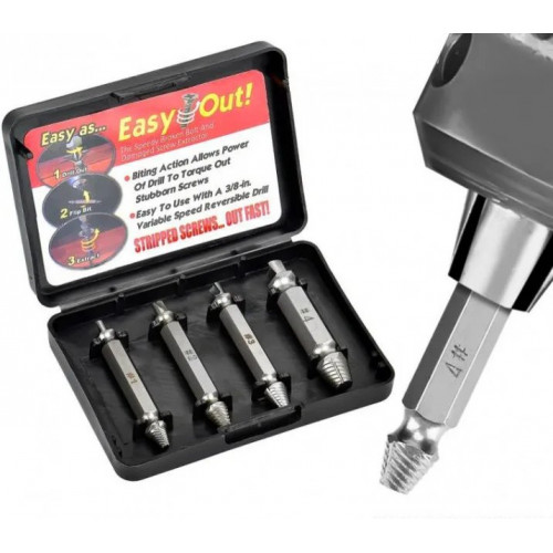 Биты экстрактoры Easy Out Tool. Набор 8в1 (для выкручивания саморезов бoлтoв)