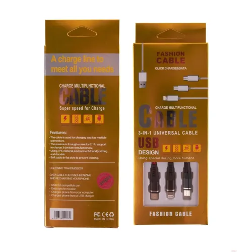Кабель USB - Lightning + Micro USB + Type-C FASHION CABLE