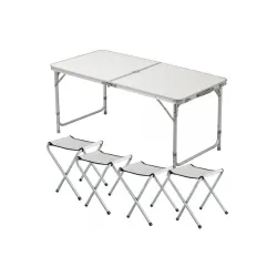 Стіл та стільці Easy Campi 1+4 120х60х70см Білий №6 (складний, для пікніка)
