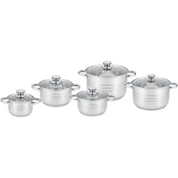 Набір каструль UNIQUE UN-5034 10ін. (2,1 л, 2,9 л, 3,9 л, 5,1 л, 6,5 л, з кришками)