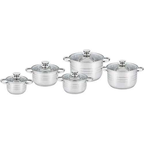 Набір каструль UNIQUE UN-5034 10ін. (2,1 л, 2,9 л, 3,9 л, 5,1 л, 6,5 л, з кришками)