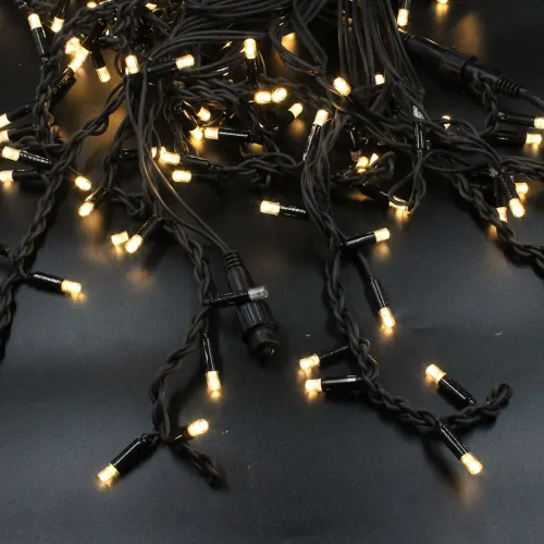 Гірлянда-бахрома (Icecle-Lights) 150 Short curtain-WW-2 зовнішня, пров.: чорний, 10м (Білий-теплий)