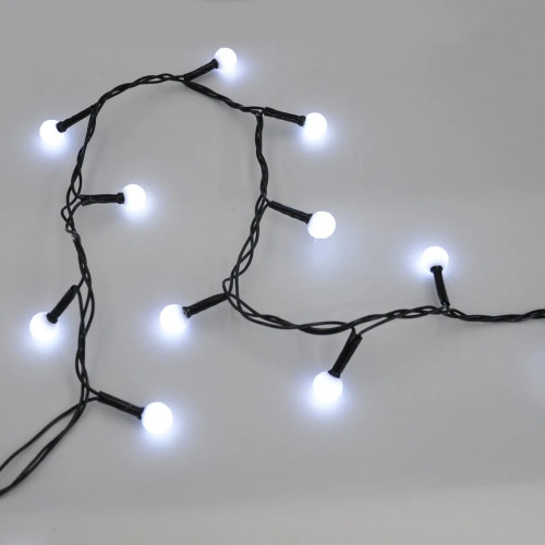 Гирлянда-нить (String-Lights) 200W-6-2 внутренняя, пров.:черный, 10м (Белый)