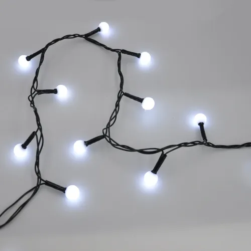 Гірлянда-нитка (String-Lights) 200W-6-2 внутрішня, пров.: чорний, 10м (Білий)