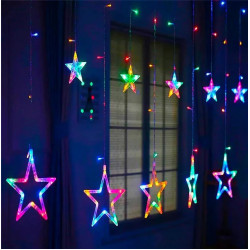 Гірлянда-бахрома (Stars) Curtain 12M 3m*0.8*0.5 внутрішня, пров.:прозорий, 3м (Різнокольорова)