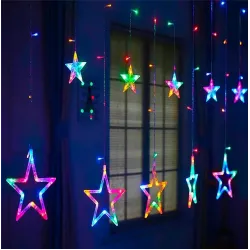 Гірлянда-бахрома (Stars) Curtain 12M 3m*0.8*0.5 внутрішня, пров.:прозорий, 3м (Різнокольорова)