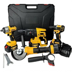 Набор аккумуляторных инструментов 4в1 (Шуруповерт, Перфоратор, Болгарка, Гайковерт) KRAFFTEC 48V