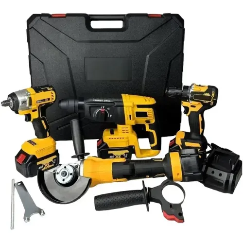 Набір акумуляторних інструментів 4в1 (Шуруповерт, Перфоратор, Болгарка, Гайковерт) KRAFFTEC 48V