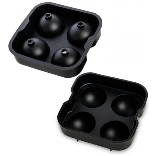 Силіконова форма для льоду Kitchenio Куля чорна (4 сфери)