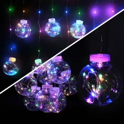 Гірлянда-штора (Curtain-Lights) 150M внутрішня, пров.:прозорий, 3м (Різнокольорова)