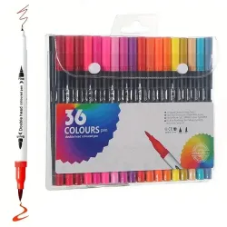 Набір двосторонніх маркерів лінер+пензель 36 кольорів