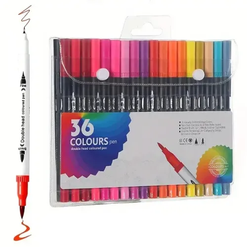 Набір двосторонніх маркерів лінер+пензель 36 кольорів