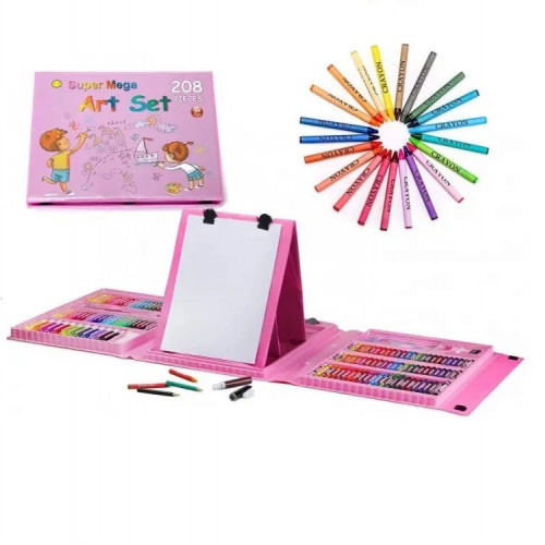 Художній набір для малювання з мольбертом у валізці 208 предметів