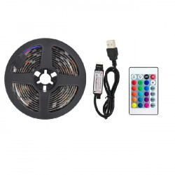 Гірлянда-стрічка (Rope-Lights) SMD5050-RGB Music універсальна, пров.: чорний, 5м (Різнокольорова)