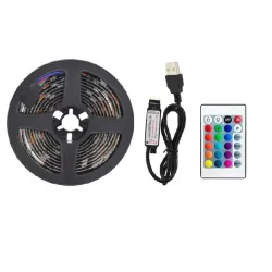 Гірлянда-стрічка (Rope-Lights) SMD5050-RGB Music універсальна, пров.: чорний, 5м (Різнокольорова)