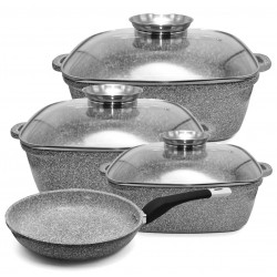 Набор казанов UNIQUE UN-5531 4пр (16см/20см/24см, квадратные, 24см сковорода)