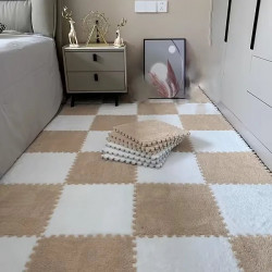 Коврик-пазл c плюшевым покрытием 10 пазлов 30х30х1.5 см белый-беж