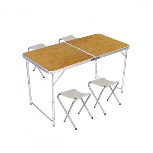 Стол и стулья Easy Campi 1+4 120х60х70см Светлое дерево №4 (складной, для пикника)