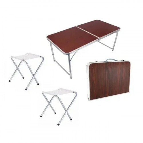 Стол и стулья Easy Campi 1+4 120х60х70см Темное дерево №1 (без держателя для зонта)