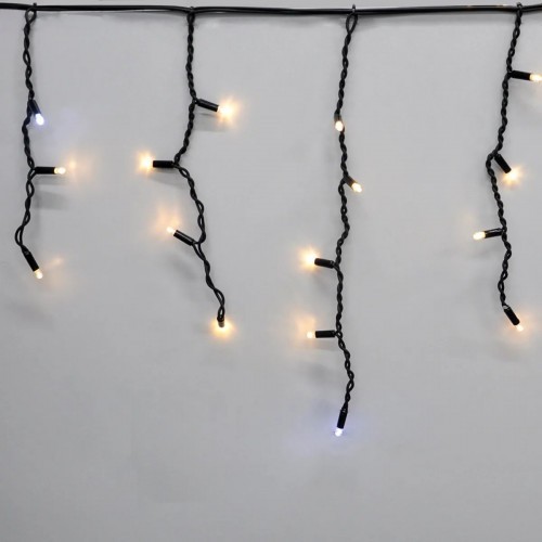 Гирлянда-бахрома (Icecle-Lights) 120 Short curtain-WW-2 наружная, пров.:черный, 5м (Белый-теплый)