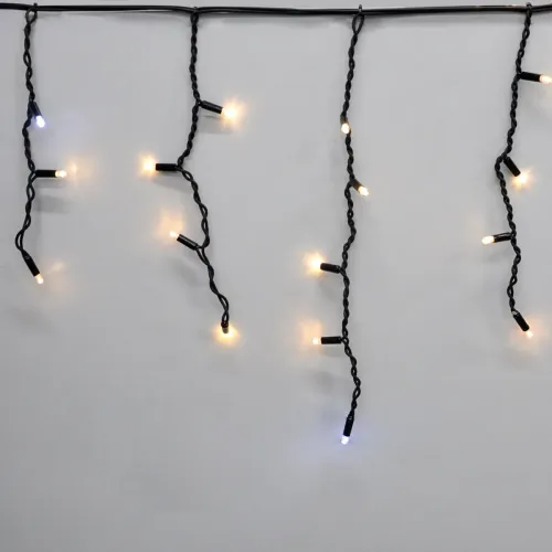 Гірлянда-бахрома (Icecle-Lights) 120 Short curtain-WW-2 зовнішня, пров.: чорний, 5м (Білий-теплий)