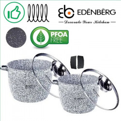 Набір каструль EDENBERG EB-8045 (4попер., граніт, 6,2-10)