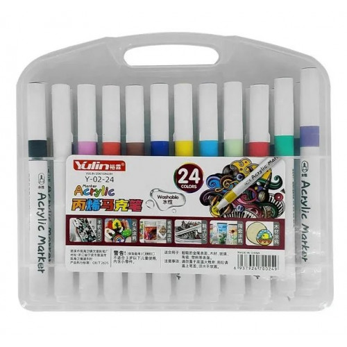 Набір акрилових маркерів 24 кольорів у пластиковому боксі