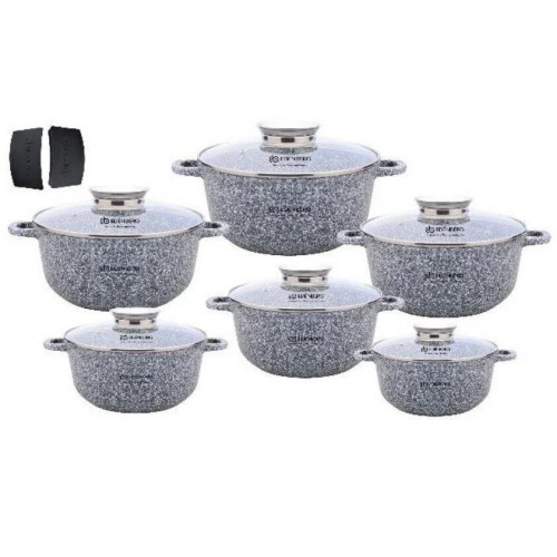 Набор казанов EDENBERG EB-8144 (12пред. гранит, 1,3-2,3-3,3-4,5-5,6-6,8)