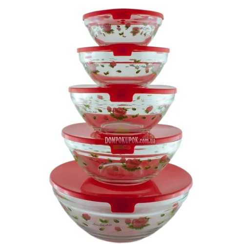 Судок UNIQUE UN-1502 5шт/наб скло/візерунок