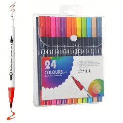 Набор двухсторонних маркеров линер+кисть 24 цвета