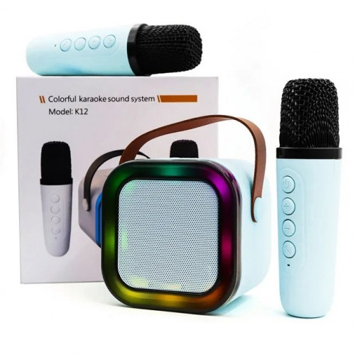 Міні-дитяче караоке з підсвічуванням RGB K12 ( 2 микрофона )