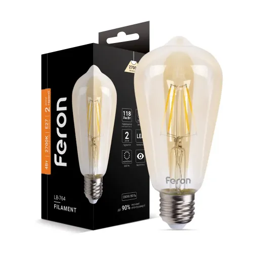 Світлодіодна лампа Feron LB-764 ST64 золото 4W E27 470Lm 2700K EDISON