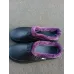 Галоші сабо жіночі зимові з піни ЕВА. Чорні утеплені капці з фіолетовим хутром. Розміри 37-41