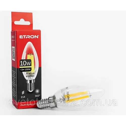LED лампа ETRON Filament 1-EFP-136 С37 tailed E14 10W 4200K прозоре скло