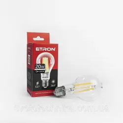 LED лампа ETRON Filament 1-EFP-102 A65 20W 4200K E27 прозоре скло