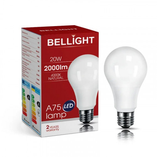 Лампа світлодіодна LED A75 220V/20W E27 4000K (арт. 3616)