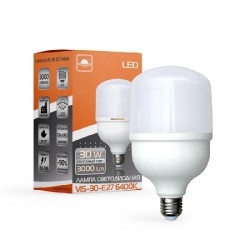 Лампа LED EVROLIGHT 30Вт 6400K 3000Лм E27 VIS-30-E27 (світлодіодна високопотужна)