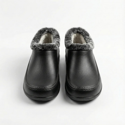 Калоші чоловічі зимові чорні гладкі на хутрі, Утеплені низькі черевики 