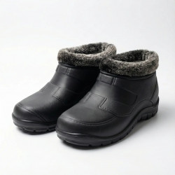 Калоші чоловічі зимові пінкові чорні на хутрі, Утеплені низькі черевики з ремінцем (розміри 41-45) 45