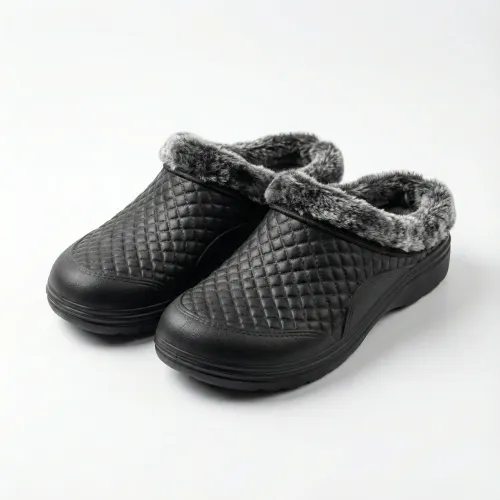 Калоші чоловічі зимові пінкові чорні стьобані на хутрі, Теплі садові сабо 