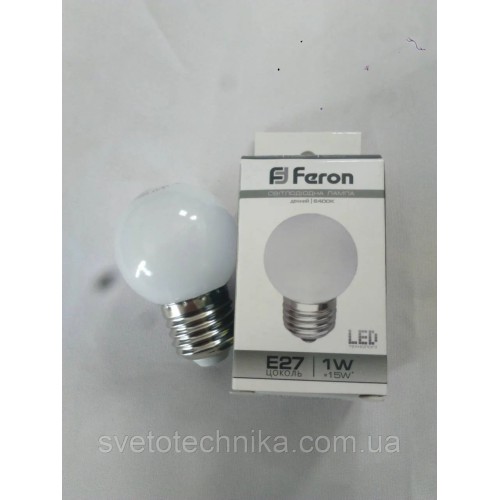 Декоративна світлодіодна лампа кулька Feron LB37 E27 1W 6400К (холодний білий))