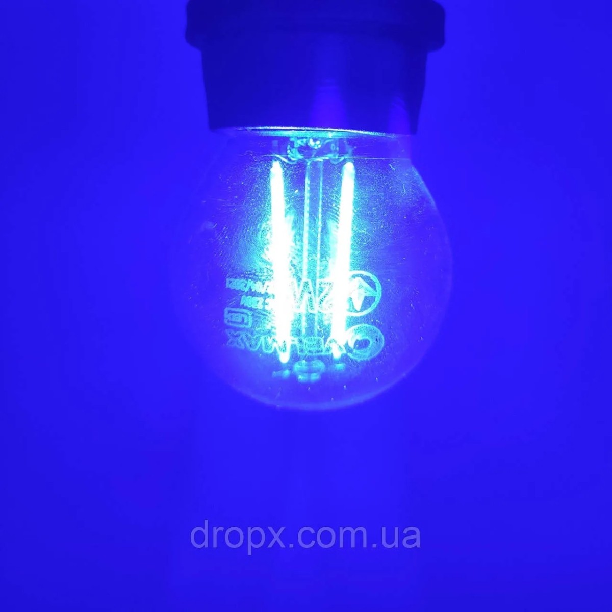 LED ЛАМБА ФИЛАМЕНтНА VELMAX V-FILAMENT-G45, 2W, E27, Синій, 200LM (арт. 3492)