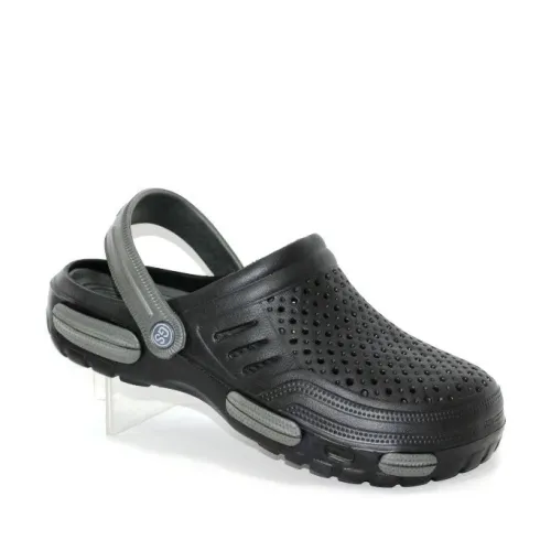 Силіконові чоловічі капці з закритим носком чорного кольору, пляжні чоловічі крокси з перфорацією 43