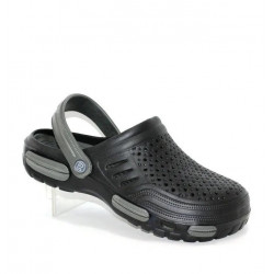 Силіконові чоловічі капці з закритим носком чорного кольору, пляжні чоловічі крокси з перфорацією 44